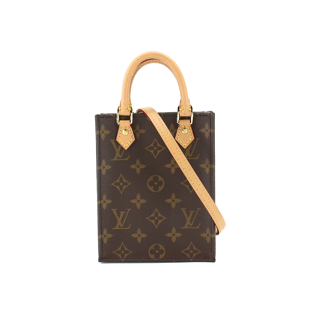 Louis Vuitton Monogram Petit Sac Plat Shoulder Bag Brown